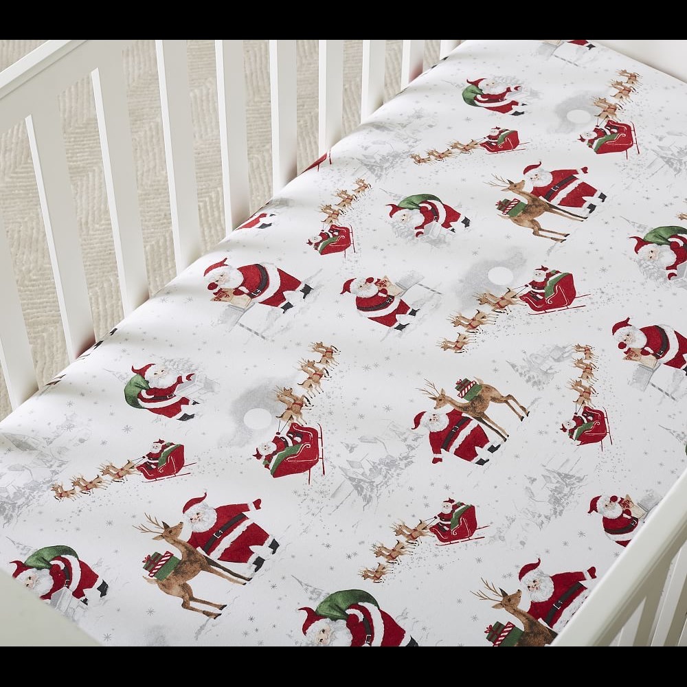 Pottery Barn Kids Flannel Heritage Santa sheets